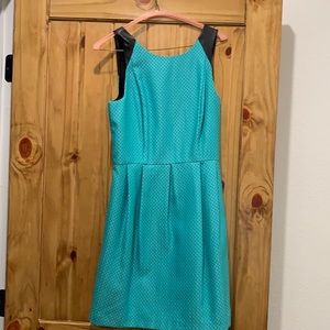 Back and green Kenzie dress with leather shoulders-size small